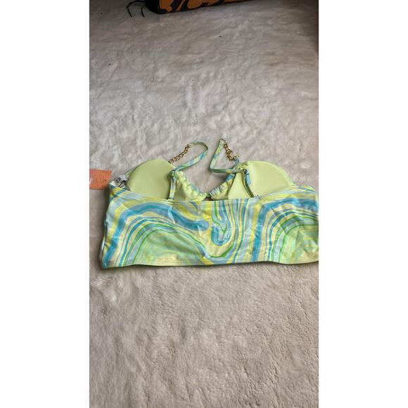 RIVER ISLAND Sun Shop Green Yellow Print Chain - Picture 3 of 8